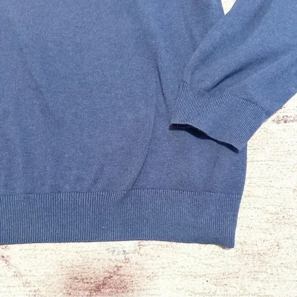 J McLaughlin Men's Navy Blue 1/4 Zip Mock Neck Cotton Pullover TATE Sweater XL - Picture 10 of 14